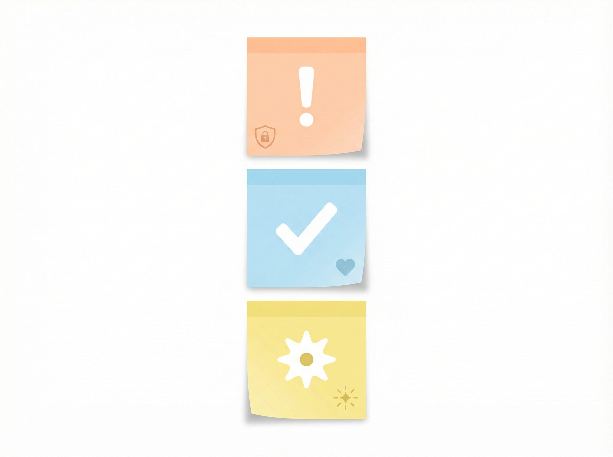 画像：3段階に仕分けする（付せんイメージ）