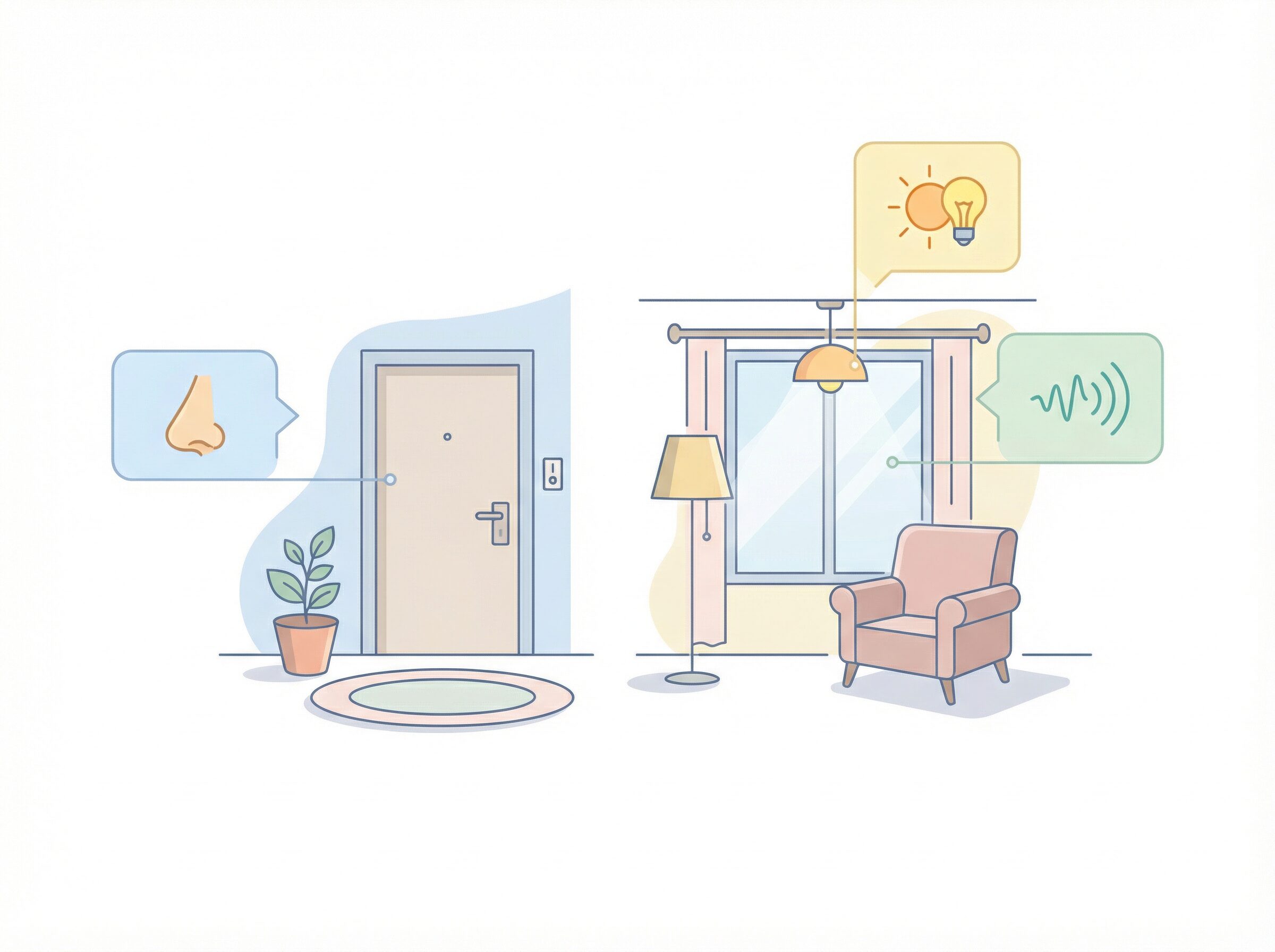 画像：内見で見落としやすいポイント（音・におい・明るさ）